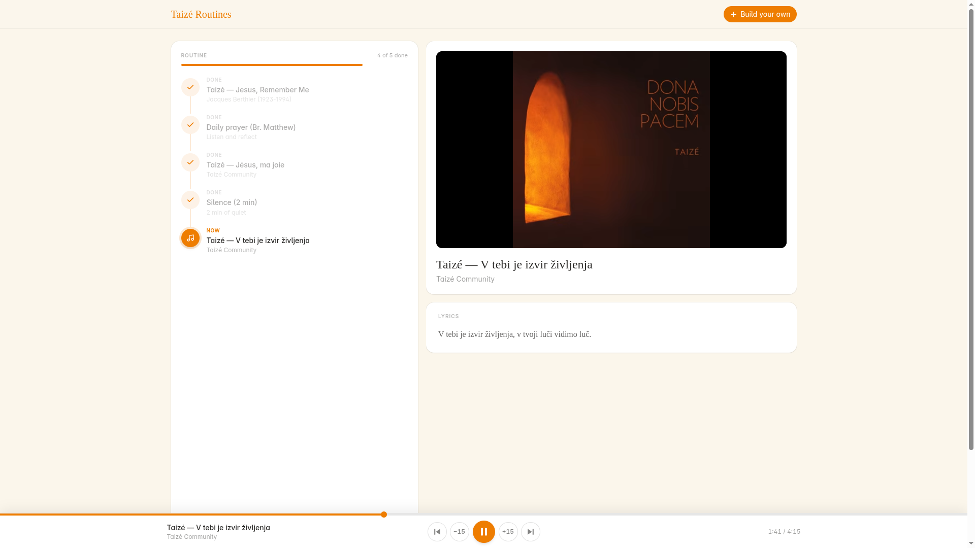 Taizé Routines - Contemplative Prayer App